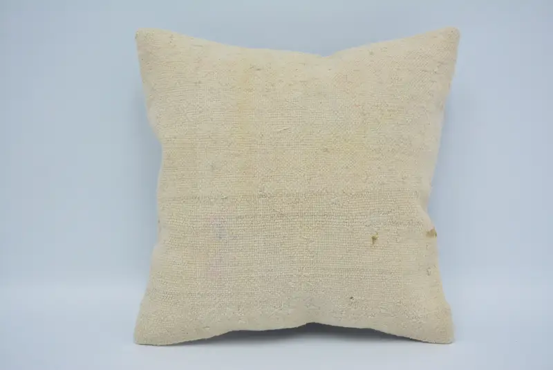 Pillow for Sofa, Handmade Kilim Cushion, Kilim Cushion Sham, 14x14 Beige Pillow Cover, Outdoor Throw Pillow Cover, Pillow Sham - 1