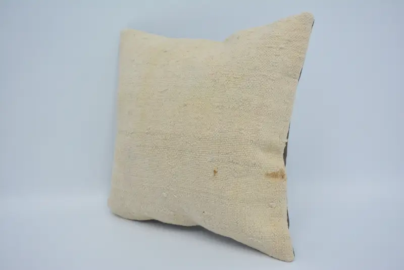 Pillow for Sofa, Handmade Kilim Cushion, Kilim Cushion Sham, 14x14 Beige Pillow Cover, Outdoor Throw Pillow Cover, Pillow Sham - 4