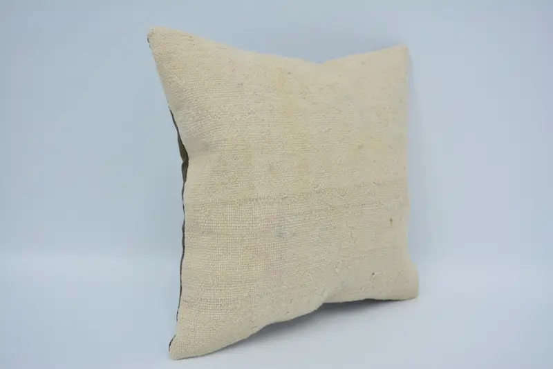 Pillow for Sofa, Handmade Kilim Cushion, Kilim Cushion Sham, 14x14 Beige Pillow Cover, Outdoor Throw Pillow Cover, Pillow Sham - 3