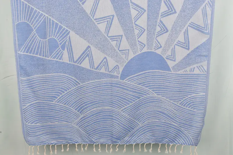 Custom Gift Parliament Blue Cotton Towel Cappadocia Design, 38x71 Inches