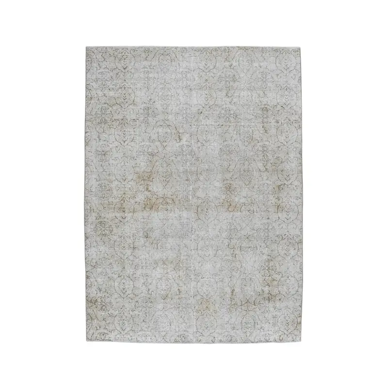 Türkischer Vintage-Teppich, 6,46 x 9,1 Fuß großer Teppich, grauer Oushak-Blumenteppich - 1