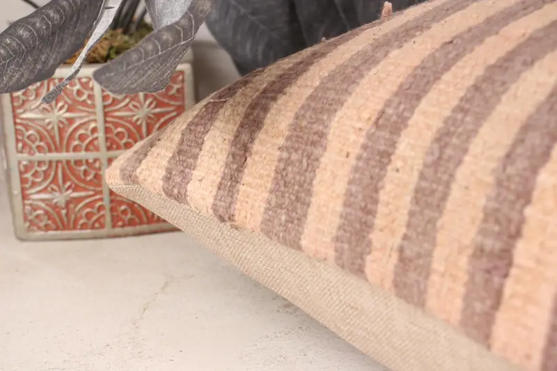 Vintage Kilim Throw Pillow, 16x24 Beige Pillow Cover, Decorative Bolster Pillow Cover, Kilim Pillow Cover, Kilim Cushion Sham, Cushion - 7