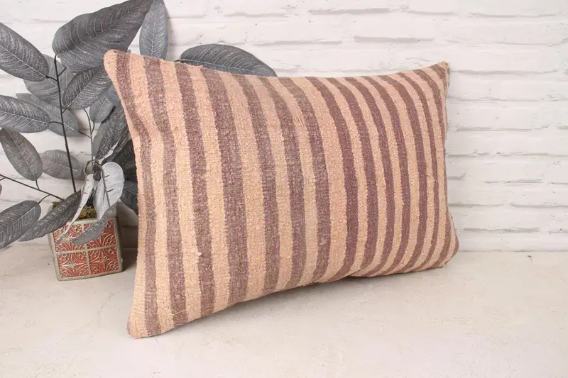 Vintage Kilim Throw Pillow, 16x24 Beige Pillow Cover, Decorative Bolster Pillow Cover, Kilim Pillow Cover, Kilim Cushion Sham, Cushion - 3