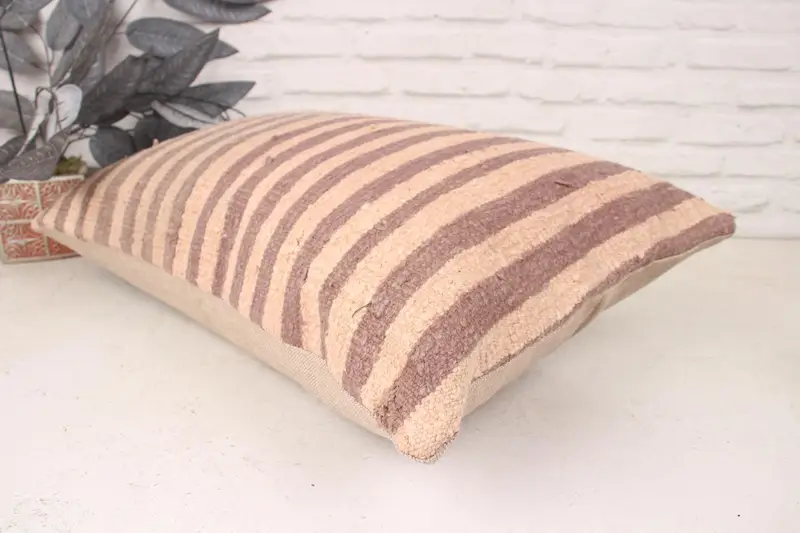 Vintage Kilim Throw Pillow, 16x24 Beige Pillow Cover, Decorative Bolster Pillow Cover, Kilim Pillow Cover, Kilim Cushion Sham, Cushion - 6