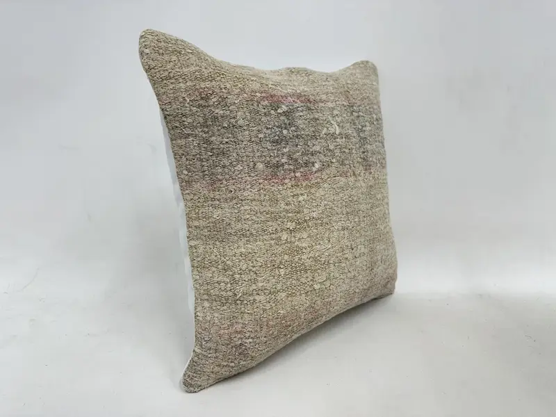 Vintage Kilim Pillow, Office Chair Cushion Cover, Pillow, 16x16 Beige Pillow, Pillow for Sofa, Rustic Pillow Sham, Pillow for Couch, Outdoor Cushion - 3