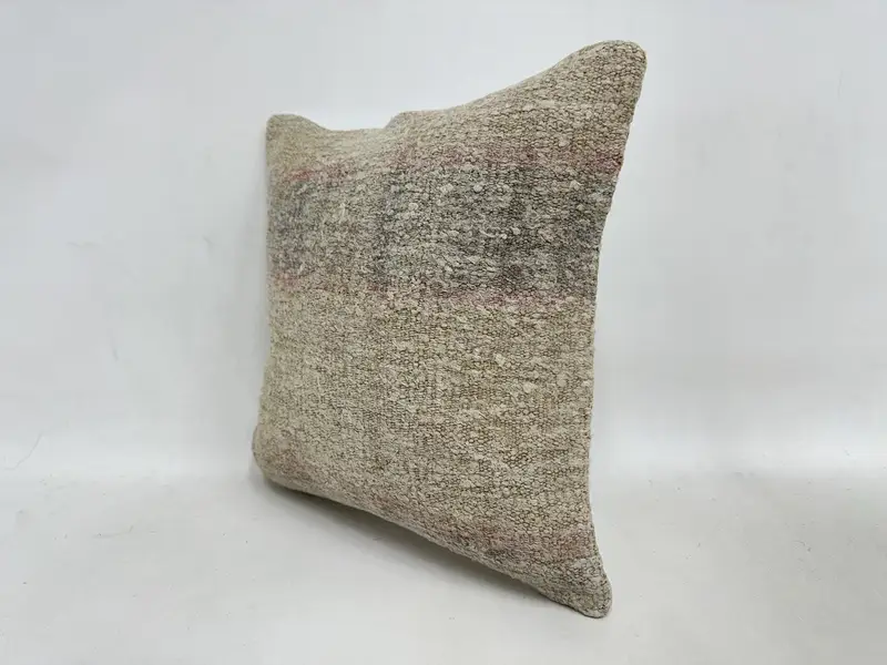 Vintage Kilim Pillow, Office Chair Cushion Cover, Pillow, 16x16 Beige Pillow, Pillow for Sofa, Rustic Pillow Sham, Pillow for Couch, Outdoor Cushion - 4