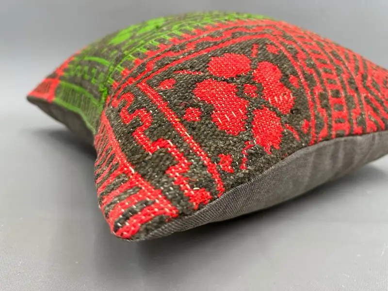 Indoor Cushion, Pillow Cover, Kilim Pillow Cover, Wholesale Cushion, Ethnical Kilim Rug Pillow, 18x18 Green Pillow, Interior Designer Pillow - 6