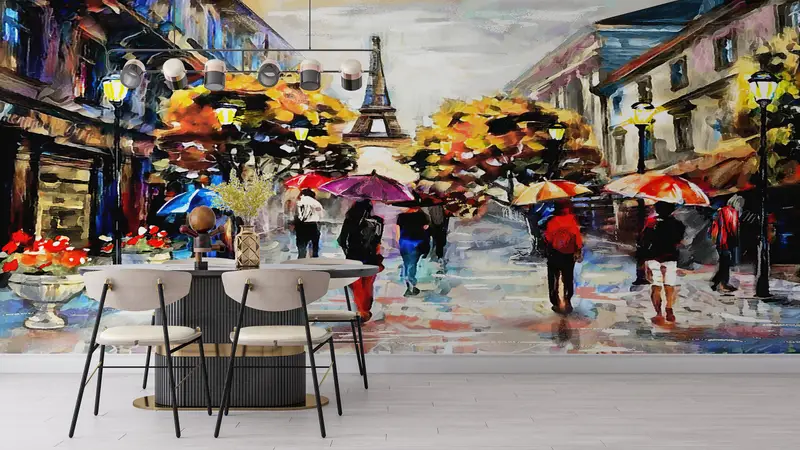 Abstract Wall Poster, View Wall Poster, Modern Wall Poster, Paris Wall Print, Autumn Wall Art, Cityscape Wall Paper, Umbrella Wall Paper, - 10