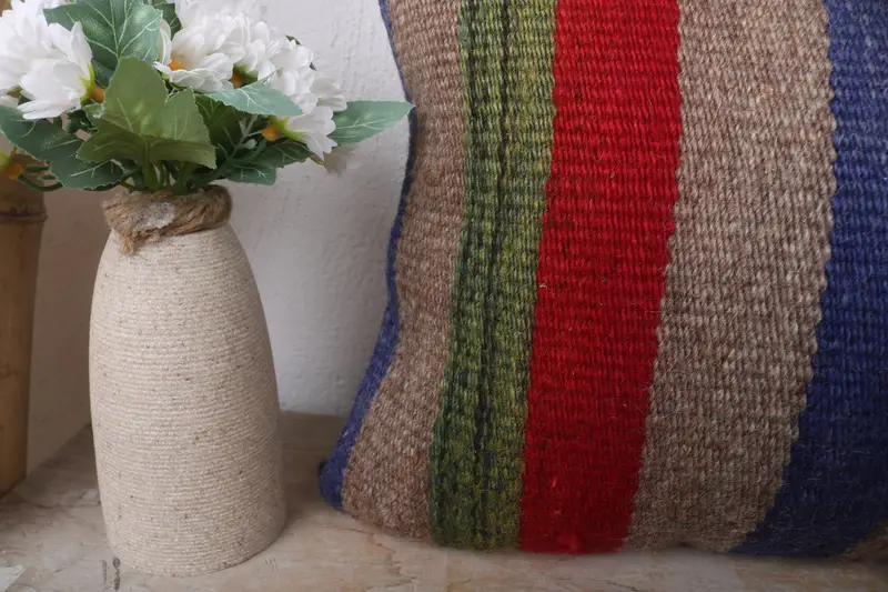 Yoga Cushion Cover, Pillow, Boho Chic Pillow Sham, Kilim Cushion Sham, 12x24 Red Cushion, Turkish Kilim Pillow, Boho Pillow - 3