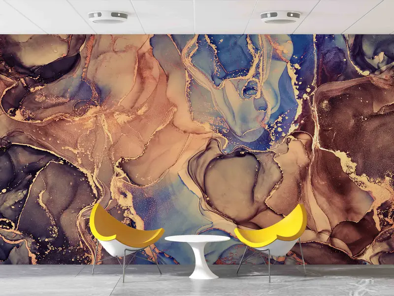 Marble Wall Art, Brown And Blue Marble Wallpaper, 3D Wall Decor, Luxury Wallpaper, Wall Stickers, Wall Mural, 3D Wallpaper, Contact Paper, - 4