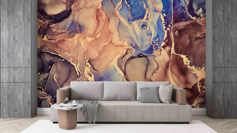 Marble Wall Art, Brown And Blue Marble Wallpaper, 3D Wall Decor, Luxury Wallpaper, Wall Stickers, Wall Mural, 3D Wallpaper, Contact Paper, - 9