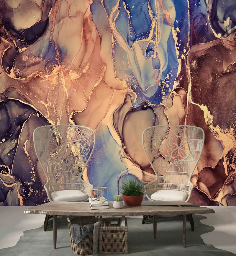 Marble Wall Art, Brown And Blue Marble Wallpaper, 3D Wall Decor, Luxury Wallpaper, Wall Stickers, Wall Mural, 3D Wallpaper, Contact Paper, - 8