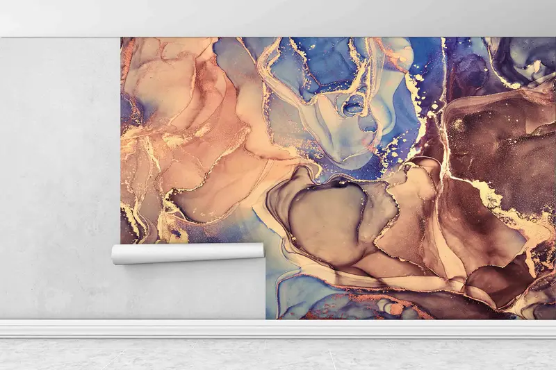 Marble Wall Art, Brown And Blue Marble Wallpaper, 3D Wall Decor, Luxury Wallpaper, Wall Stickers, Wall Mural, 3D Wallpaper, Contact Paper, - 7
