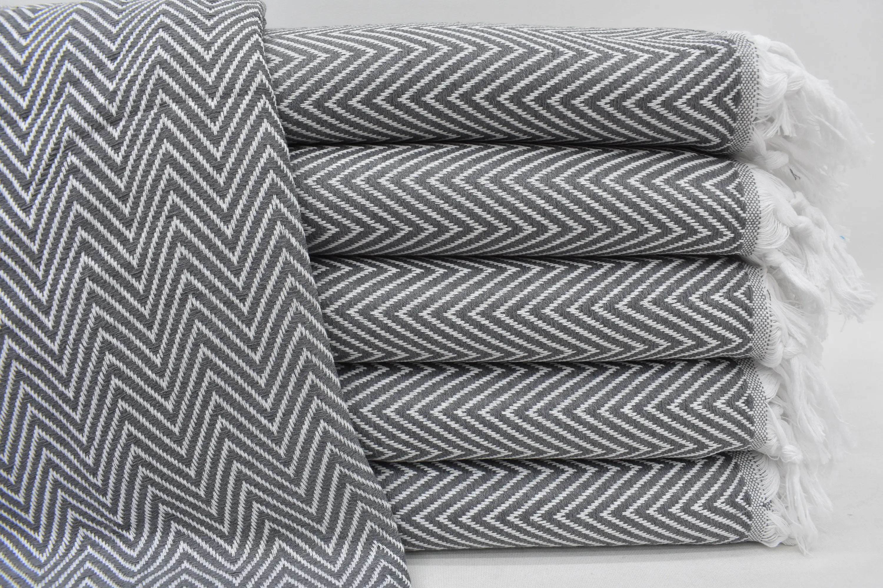 Oversized Beach Towel, Monogram Dark Gray Chevron Blanket, 95x79 Inches - 1