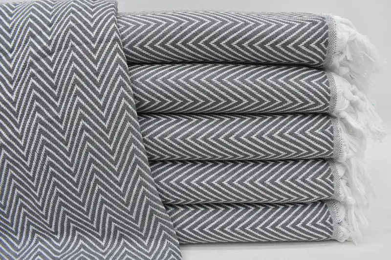 Oversized Beach Towel, Monogram Dark Gray Chevron Blanket, 95x79 Inches