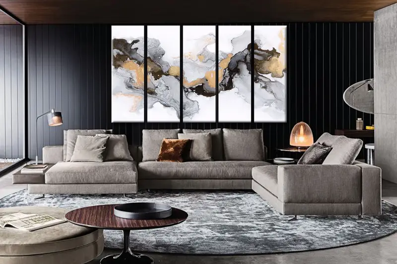 Abstract Canvas Decor, Gray Landscape Canvas, Abstract Marble Art, Wall Art Table, Abstract Wall Art, Marble Wall Decor,Abstract Canvas Art - 1
