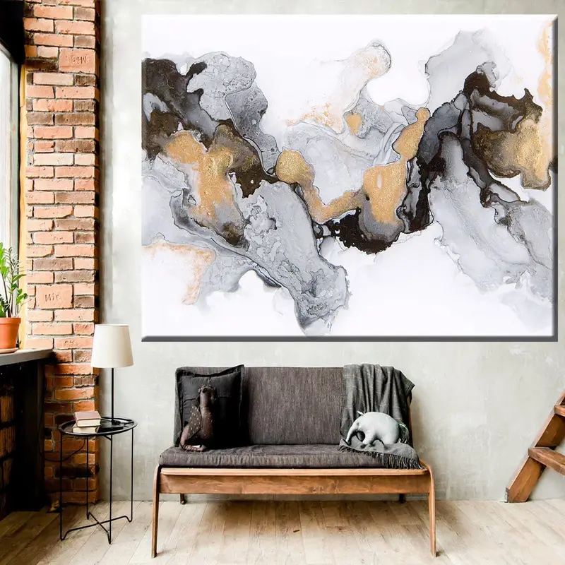 Abstract Canvas Decor, Gray Landscape Canvas, Abstract Marble Art, Wall Art Table, Abstract Wall Art, Marble Wall Decor,Abstract Canvas Art - 3