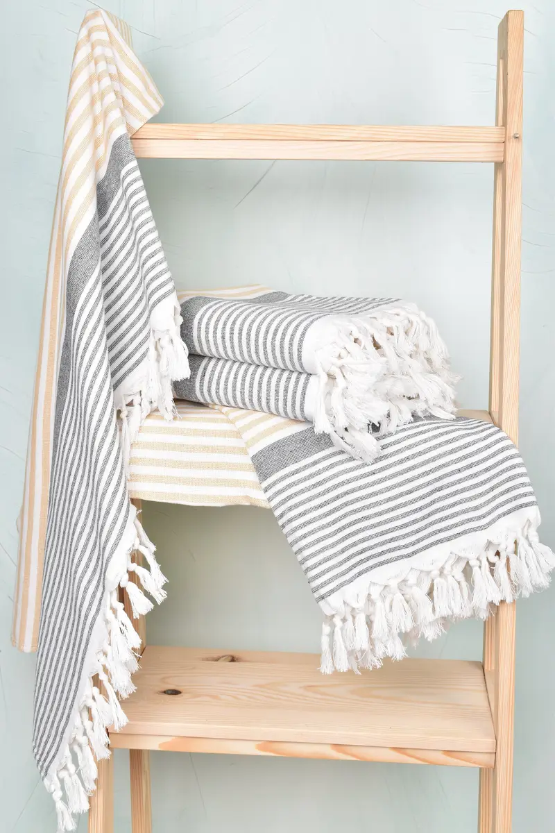 Holiday Towel, Hammam Towel USA, Quick-dry towel, Large Turkish Towel, Bridesmaid Favors, Turkish Towel Beach, 68x40 Cotton Striped Terry Towel - 6