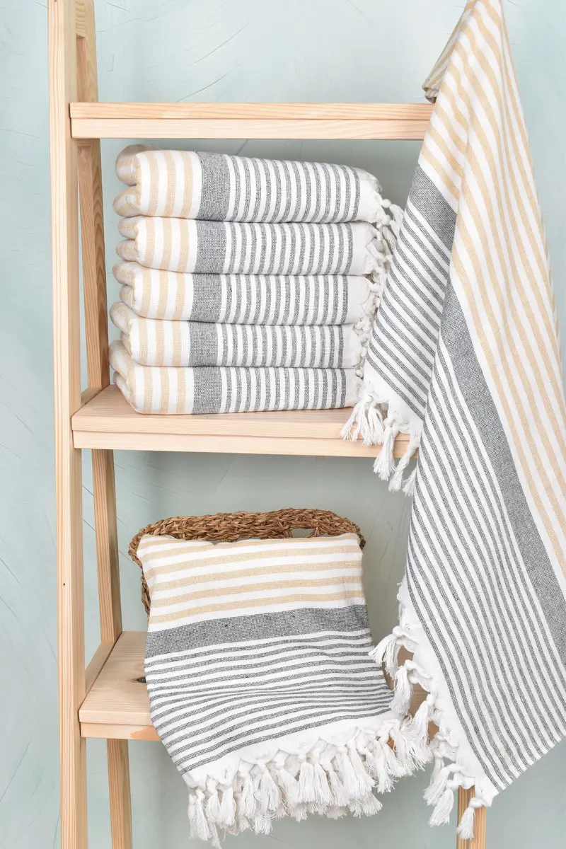 Holiday Towel, Hammam Towel USA, Quick-dry towel, Large Turkish Towel, Bridesmaid Favors, Turkish Towel Beach, 68x40 Cotton Striped Terry Towel - 3