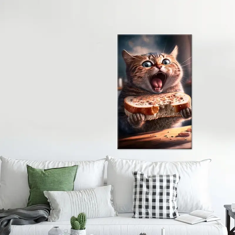 Impresión en lienzo de cocina con lindo gato abstracto moderno - Decoración elegante