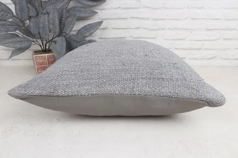 Ethnical Kilim Rug Pillow, Pillow Cover, Kilim Pillow, Kilim Pillow Cover, 20x20 Gray Pillow Cover - 5