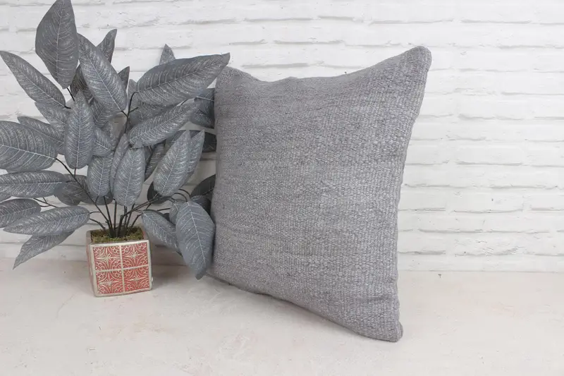 Ethnical Kilim Rug Pillow, Pillow Cover, Kilim Pillow, Kilim Pillow Cover, 20x20 Gray Pillow Cover - 4