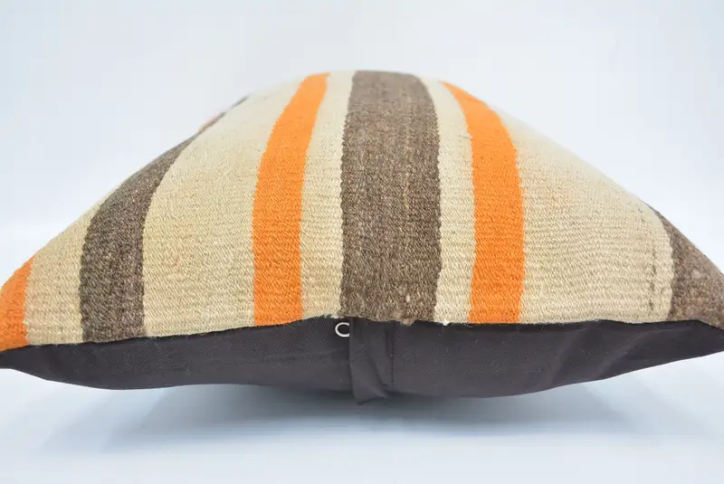 Ethnical Kilim Rug Pillow, Authentic Cushion Cover, Yoga Pillow Cover, 16x24 Beige Pillow Sham, Handmade Kilim Cushion, Home Decor Pillow, Pillow - 5