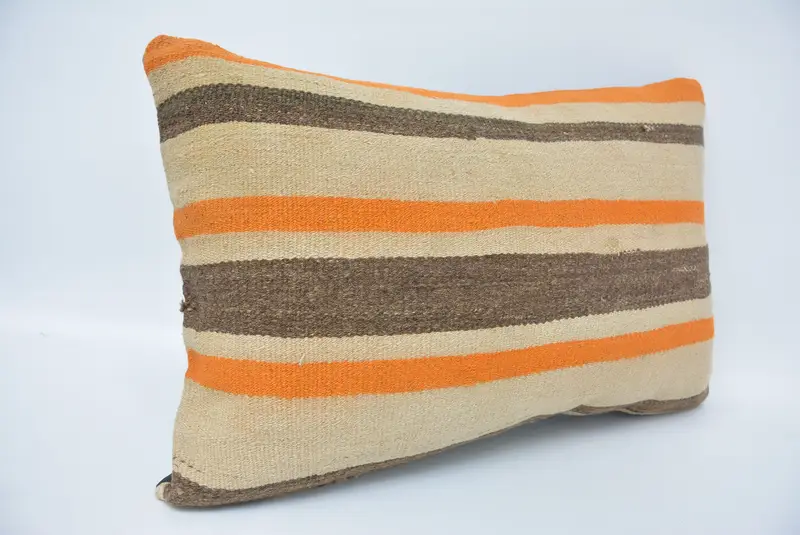 Ethnical Kilim Rug Pillow, Authentic Cushion Cover, Yoga Pillow Cover, 16x24 Beige Pillow Sham, Handmade Kilim Cushion, Home Decor Pillow, Pillow - 3
