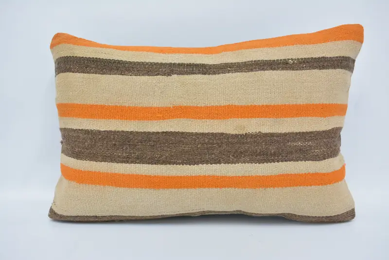 Ethnical Kilim Rug Pillow, Authentic Cushion Cover, Yoga Pillow Cover, 16x24 Beige Pillow Sham, Handmade Kilim Cushion, Home Decor Pillow, Pillow - 1