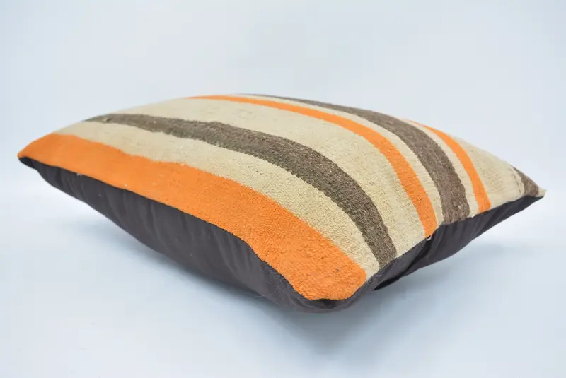 Ethnical Kilim Rug Pillow, Authentic Cushion Cover, Yoga Pillow Cover, 16x24 Beige Pillow Sham, Handmade Kilim Cushion, Home Decor Pillow, Pillow - 6
