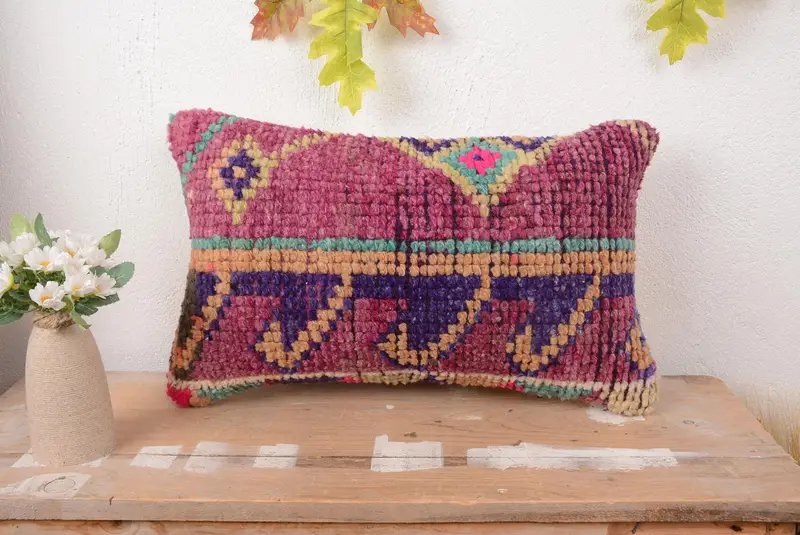 Rosa Southwestern Kissen, 12x20 besticktes Wurfkissen