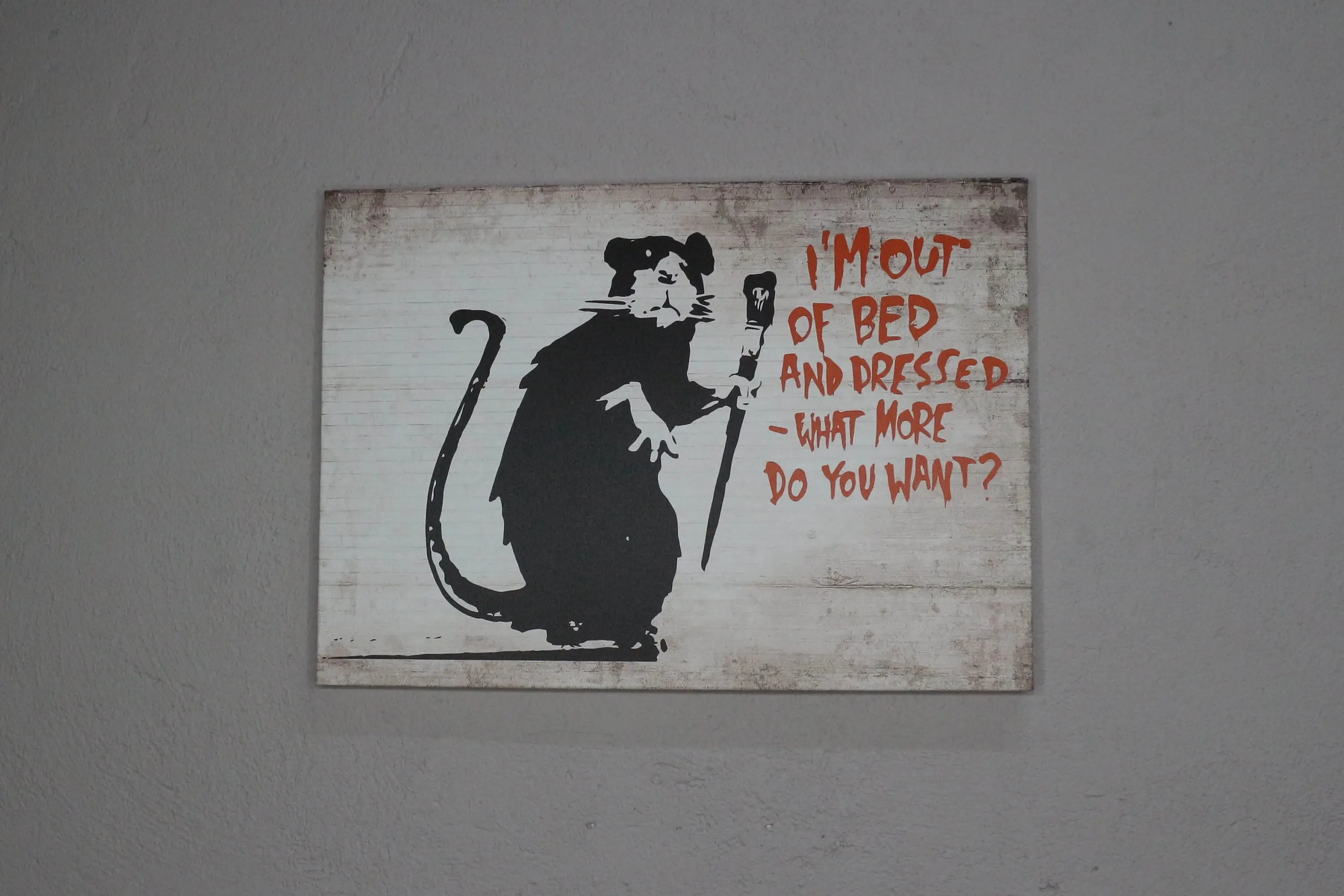 Banksy Mouse Canvas: I'm Out Of Bed, Graffiti Art Print - 1