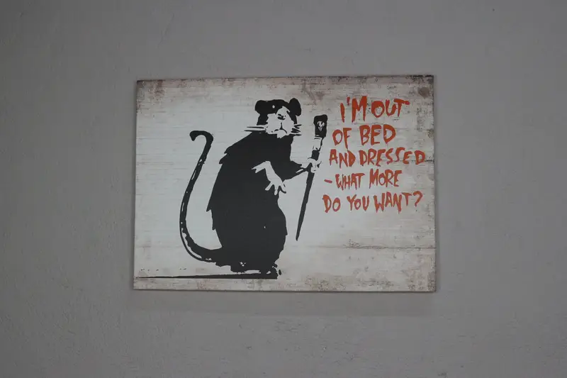Banksy Mouse Canvas: I'm Out Of Bed, Graffiti Art Print