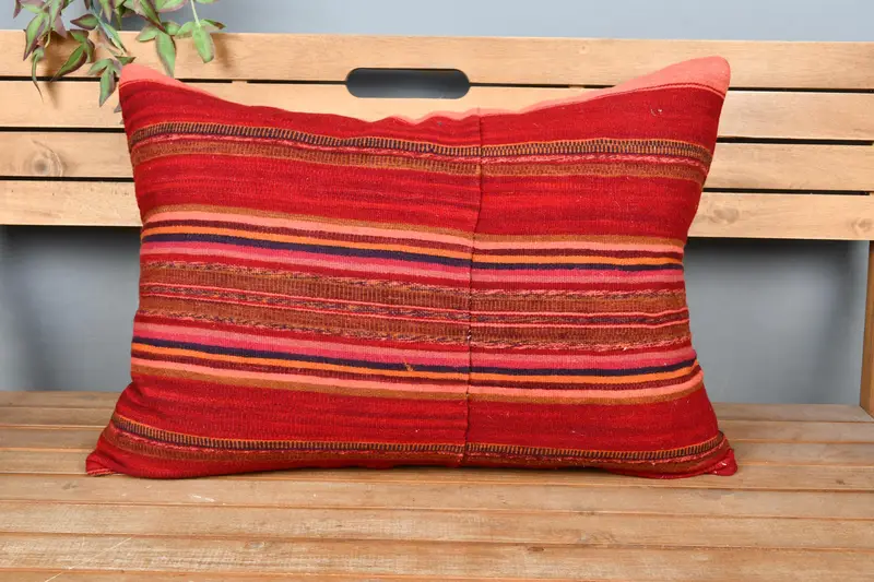 Pet Cushion Case, Antique Pillows, Boho Chic Pillow, Gift Pillow, Kilim Pillow Cover, Cushion Case, Bench Pillow Sham, 20x28 Red Pillow Cover - 6