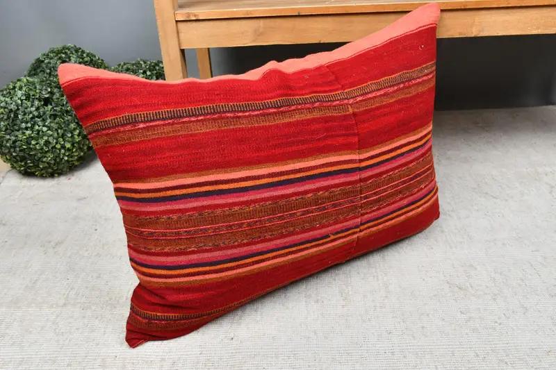 Pet Cushion Case, Antique Pillows, Boho Chic Pillow, Gift Pillow, Kilim Pillow Cover, Cushion Case, Bench Pillow Sham, 20x28 Red Pillow Cover - 7