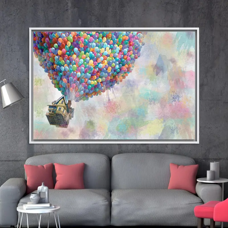 Renkli Film Balonları Kanvası - Carl Fredricksen Macerası