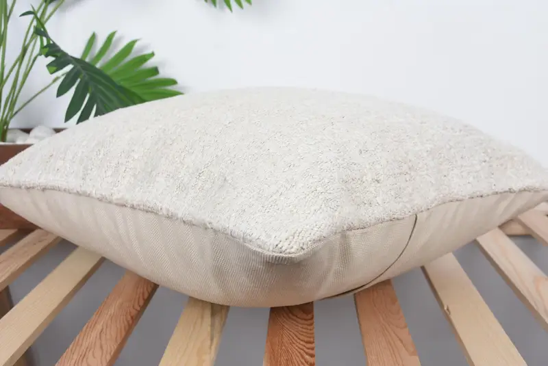 Outdoor Throw Pillow Sham, Antique Pillows, 20x20 Beige Cushion Case, Pillow Cover, Handmade Kilim Cushion, Home Decor Pillow - 6