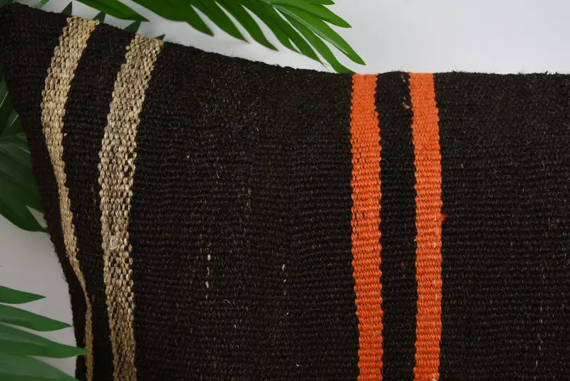 Indoor Cushion Case, Colorful Pillow, Throw Kilim Pillow, Home Decor Pillow, Pillow Case, 16x48 Brown Pillow Cover, Turkish Pillow - 2