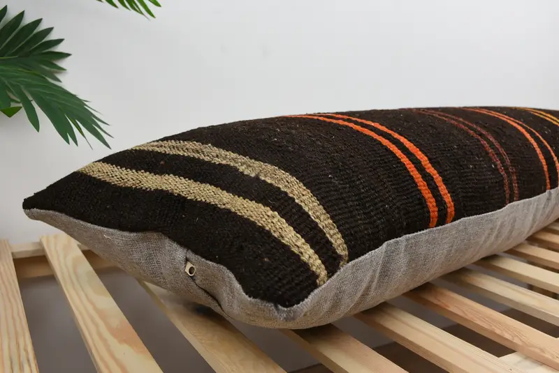 Indoor Cushion Case, Colorful Pillow, Throw Kilim Pillow, Home Decor Pillow, Pillow Case, 16x48 Brown Pillow Cover, Turkish Pillow - 6