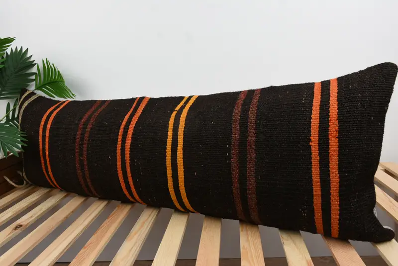 Indoor Cushion Case, Colorful Pillow, Throw Kilim Pillow, Home Decor Pillow, Pillow Case, 16x48 Brown Pillow Cover, Turkish Pillow - 5