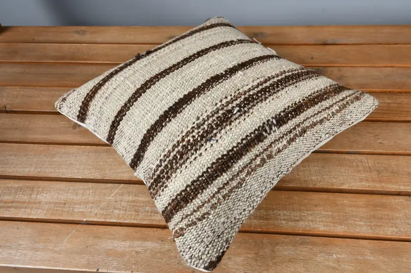 Cushion Case, Hippie Throw Pillow, 12x12 Beige Cushion, Vintage Kilim Pillow, Turkish Pillow, Traditional Cushion Case, Home Decor Pillow - 2