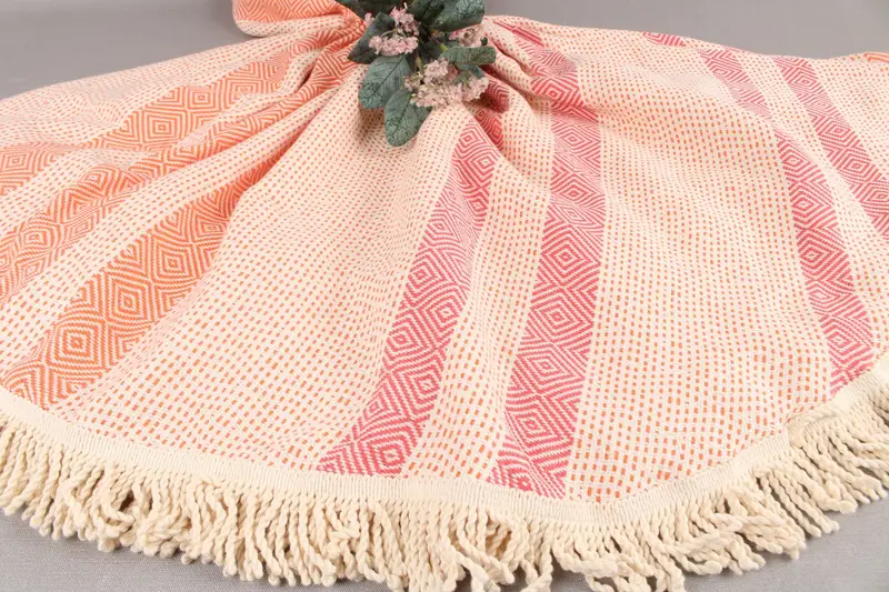 Beach Towel Personalized Turkish Cotton Orange-Fuchsia Diamond, 63x63 Inches