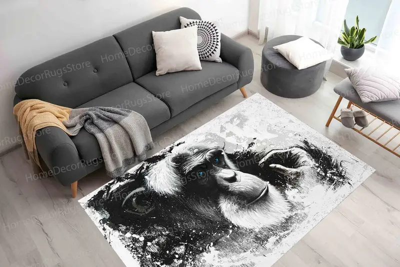 Schimpansen-Druckteppich: Modernes Primaten-Design für die Inneneinrichtung