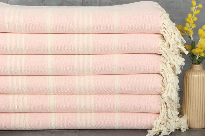 Striped Towel Turkish Coral Cotton Bath Towel, 40x71 Inches