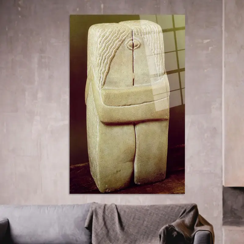 Moderne abstrakte Leinwand: Surrealer Kunstdruck eines küssenden Paares