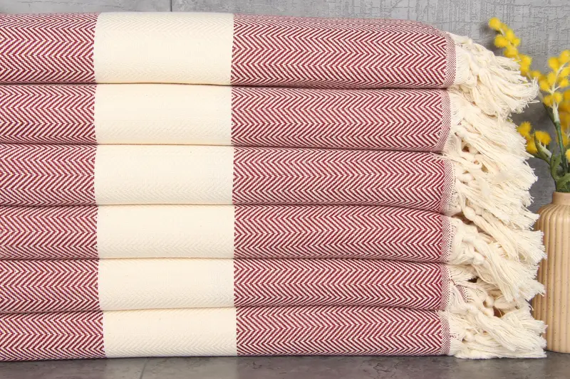 Custom Beach Towel Turkish Cotton Burgundy Chevron, 71x40 Inches