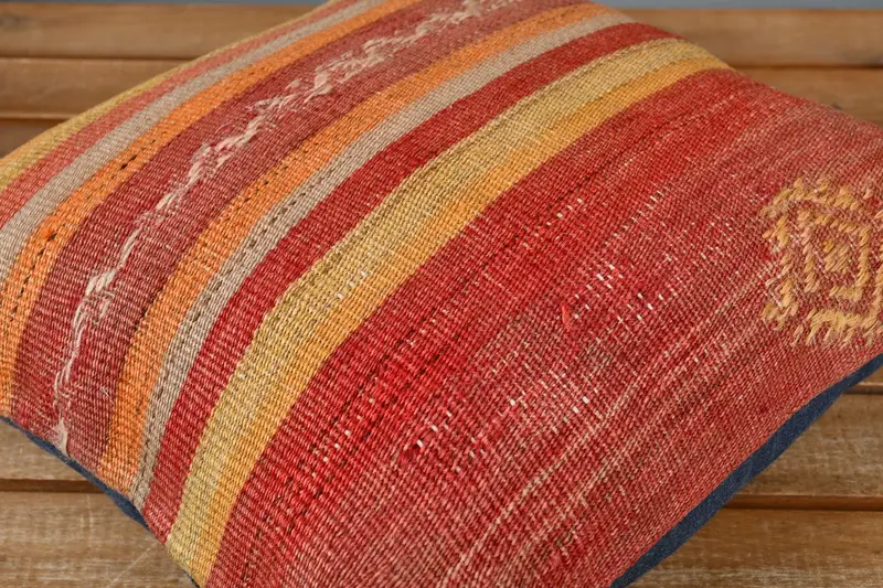14x14 Red Cushion, Customized Pillow, Interior Designer Pillow, Boho Pillow Sham Cover, Pillow, Throw Kilim Pillow - 3