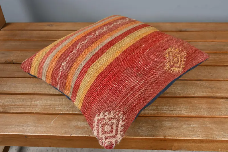 14x14 Red Cushion, Customized Pillow, Interior Designer Pillow, Boho Pillow Sham Cover, Pillow, Throw Kilim Pillow - 2