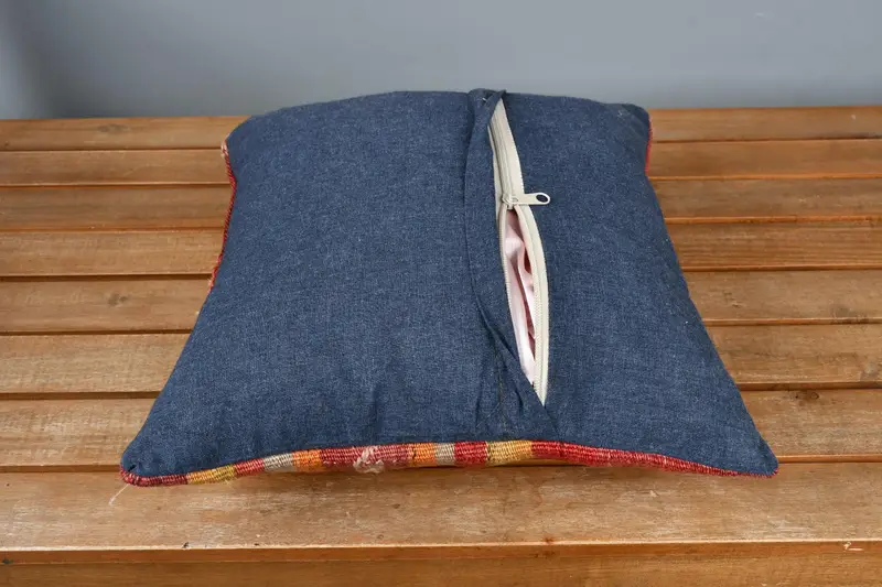 14x14 Red Cushion, Customized Pillow, Interior Designer Pillow, Boho Pillow Sham Cover, Pillow, Throw Kilim Pillow - 5