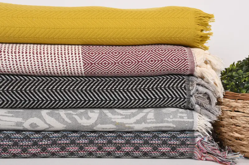 Bachelorette Gifts, 80x60 Cotton Set of 5 Towel, Decorative Blanket, Woven Blanket, Best Wedding Gift, Unique Gift, Turkish Cotton Throw Blanket - 3
